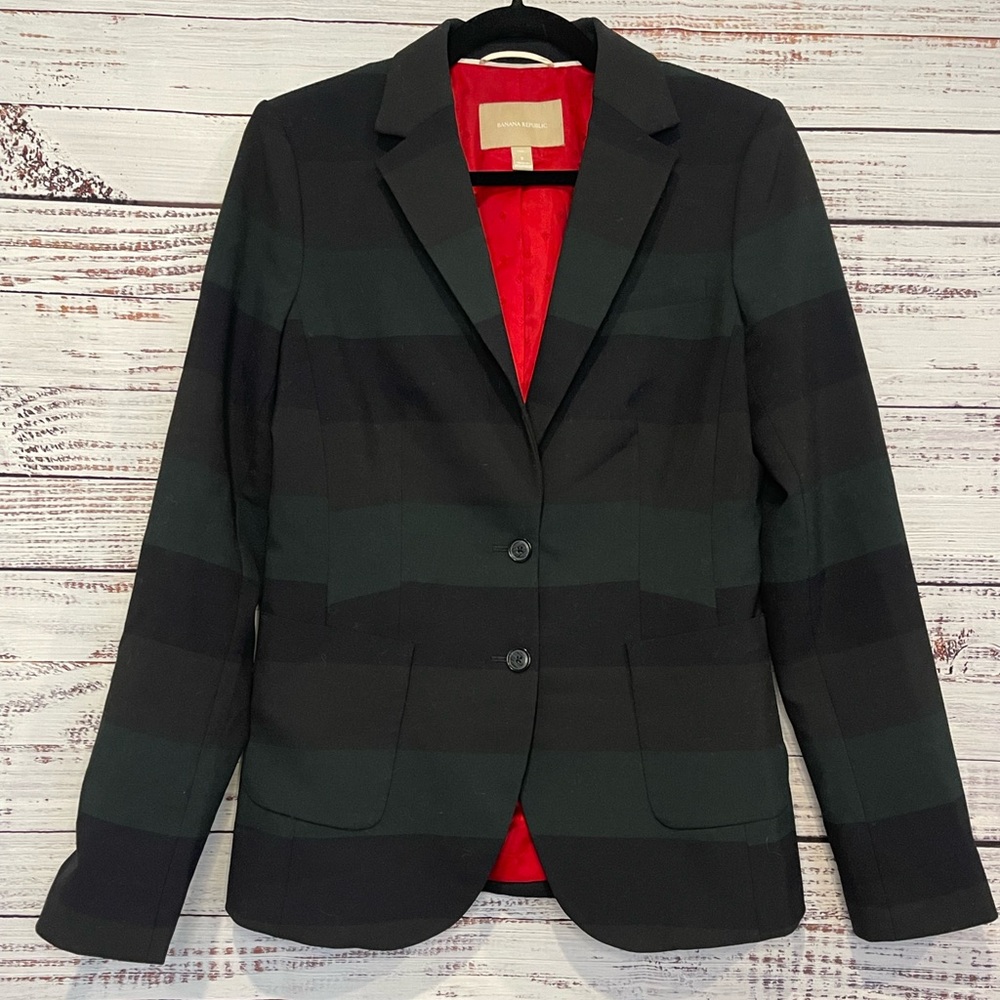 Banana Republic Women’s Green &‎ Navy Tall Blazer Sz 6